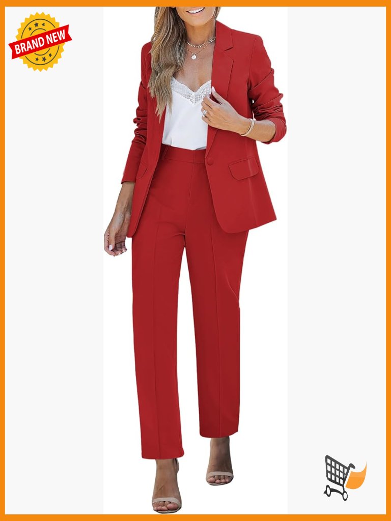 Women's Two Piece Pantsuit Set Blazer And Straight Leg Pants Business Work